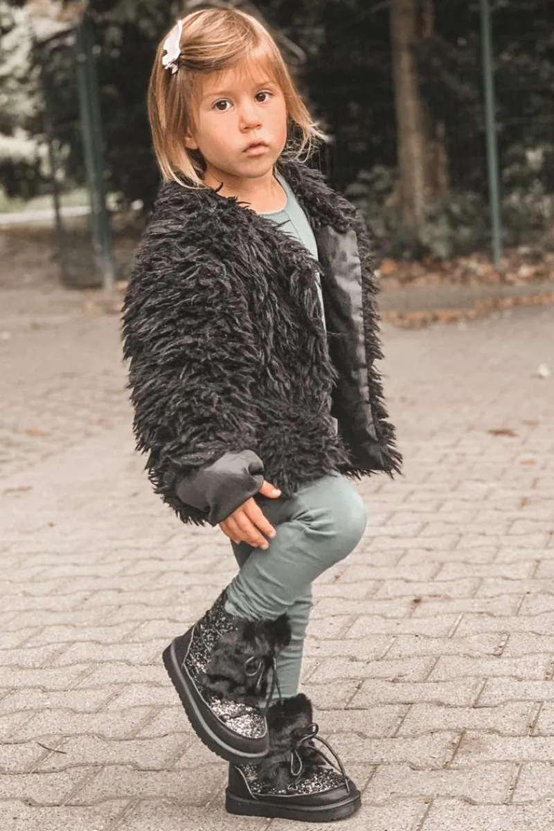 Dziewczęce>Boto Dziecięce Botki Śniegowce Z Futerkiem Czarne Minnie Mouse