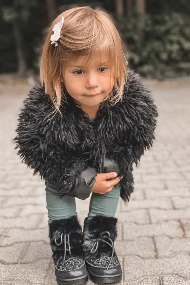 Dziewczęce>Boto Dziecięce Botki Śniegowce Z Futerkiem Czarne Minnie Mouse