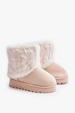 Dziewczęce|Dziewczęce></noscript>Boto Dziecięce Botki Śniegowce Z Futerkiem Jasnobeżowe Crisie Beżowy