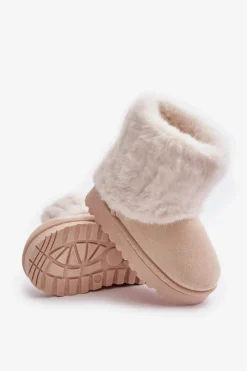 Dziewczęce|Dziewczęce></noscript>Boto Dziecięce Botki Śniegowce Z Futerkiem Jasnobeżowe Crisie Beżowy