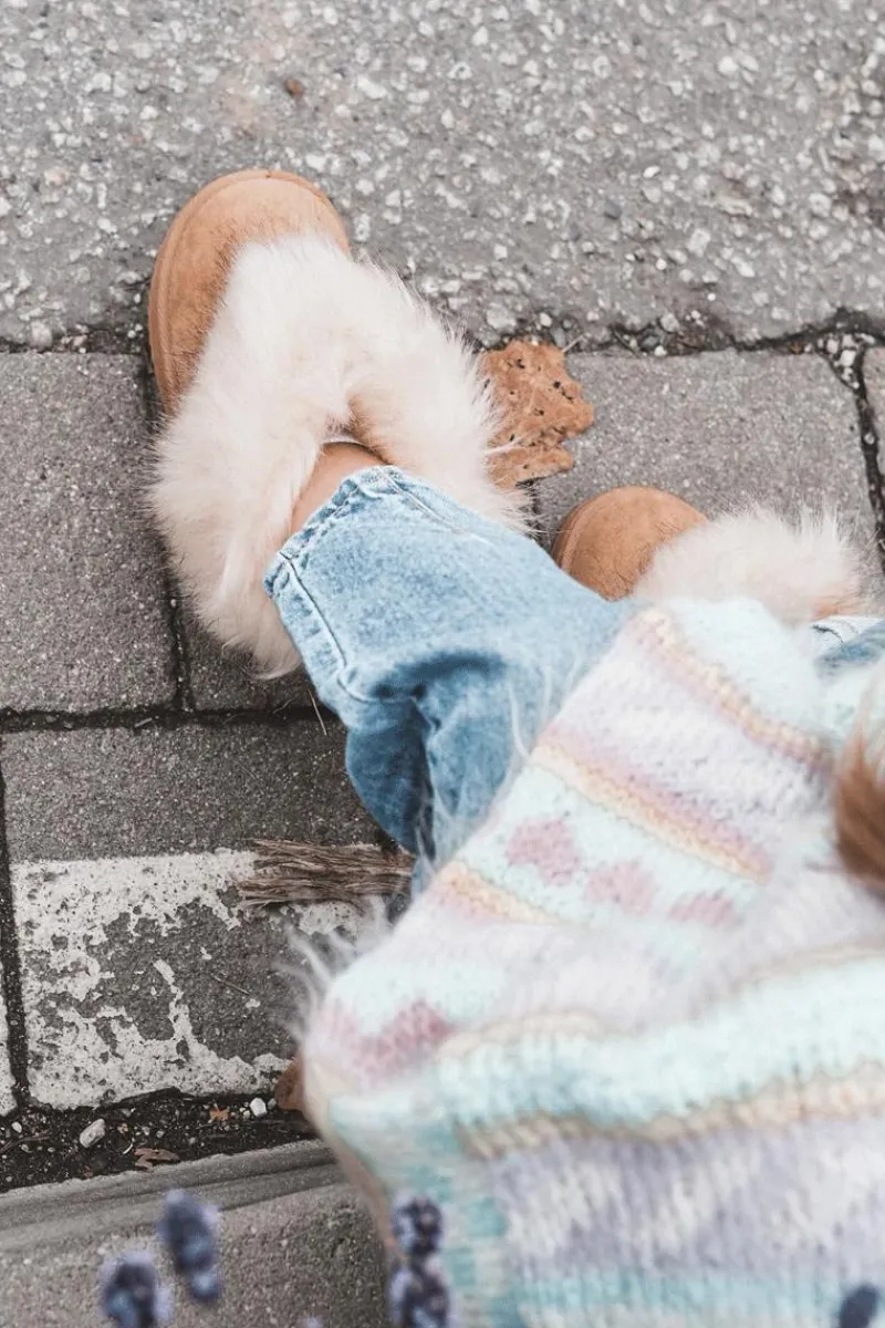 Dziewczęce>Boto Dziecięce Botki Śniegowce Z Futerkiem Jasnobrązowe Ariana