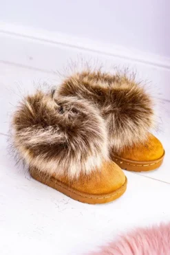Sale Boto Dziecięce Botki Śniegowce Z Futerkiem Camel Ariana