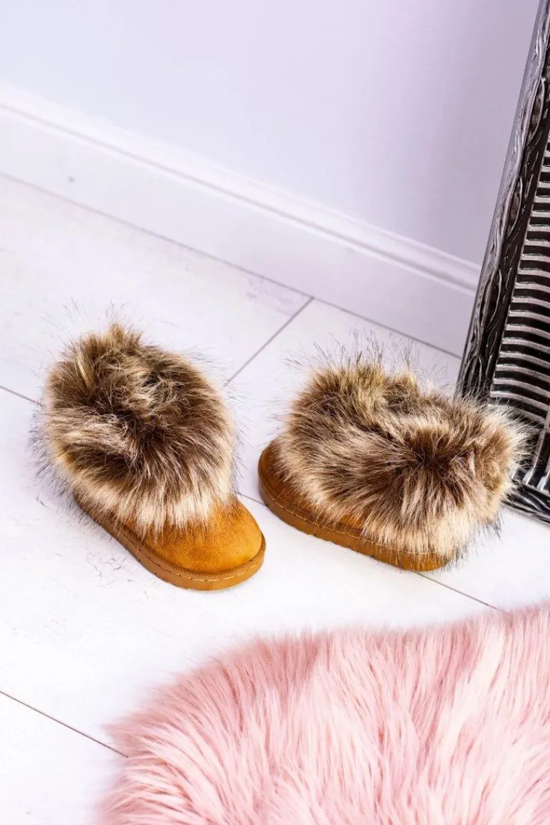 Sale Boto Dziecięce Botki Śniegowce Z Futerkiem Camel Ariana