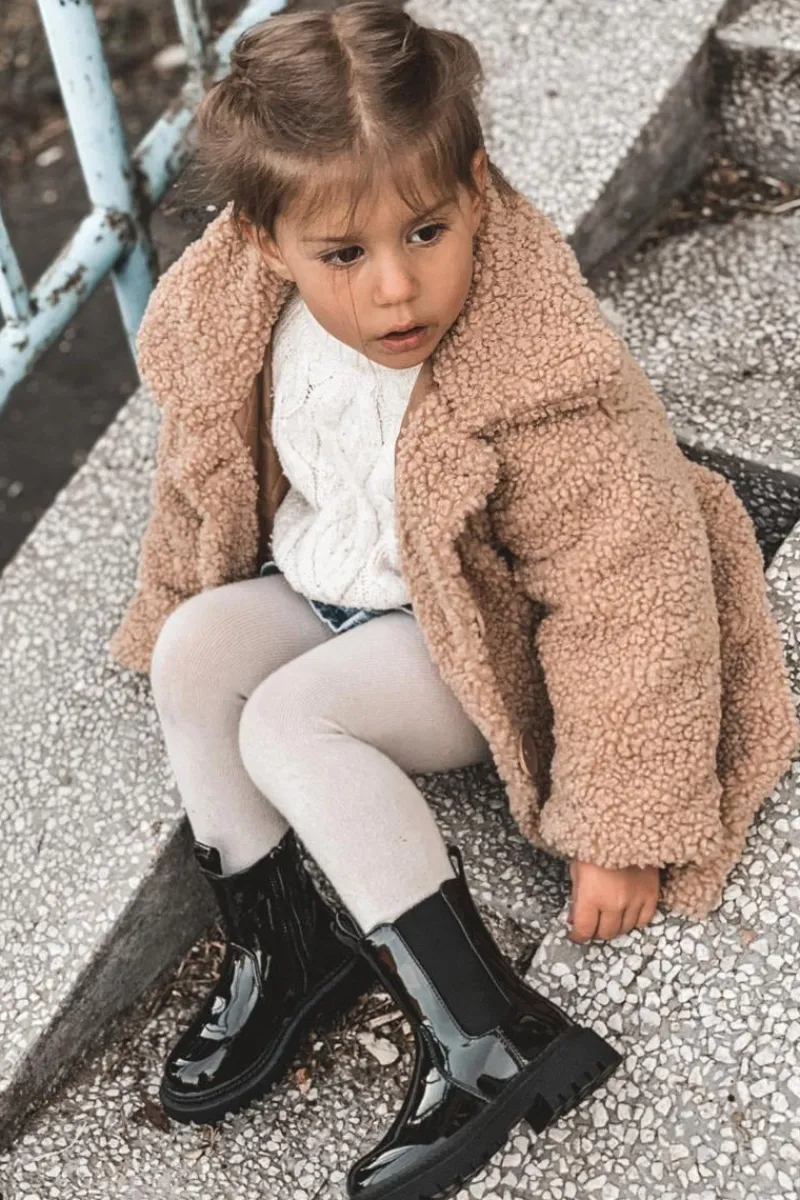 Dziewczęce>Boto Dziecięce Botki Ocieplane Lakierowane Czarne Aletris