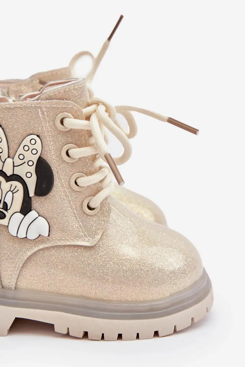 Dziewczęce>Boto Dziecięce Botki Ocieplane Myszka Minnie Beżowe Tarmi