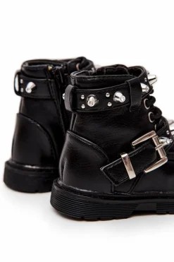 Online Dziecięce Botki Ocieplane Futerkiem Czarne Flossie Dzieci Dziewczęce