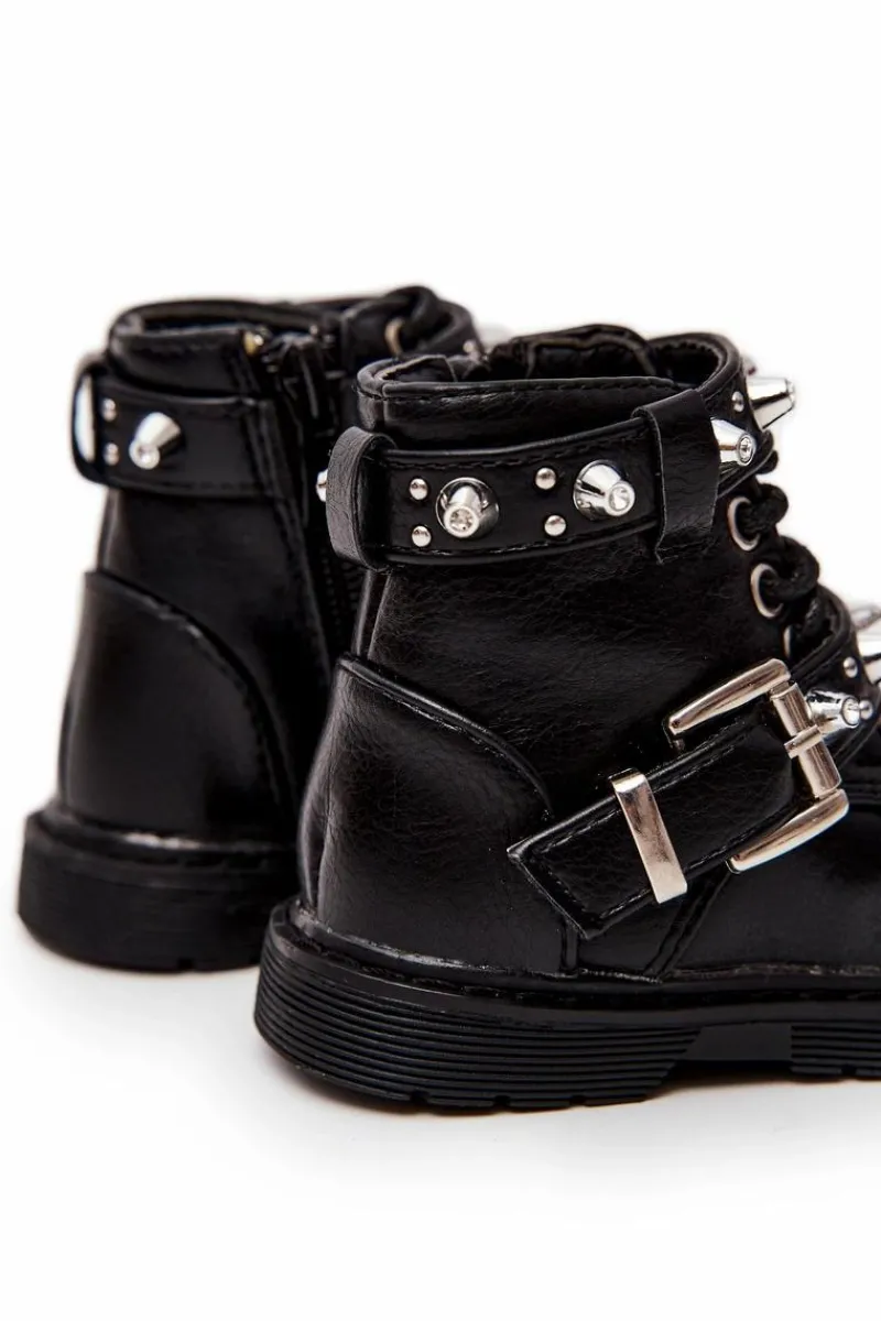 Online Dziecięce Botki Ocieplane Futerkiem Czarne Flossie Dzieci Dziewczęce