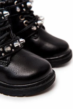 Online Dziecięce Botki Ocieplane Futerkiem Czarne Flossie Dzieci Dziewczęce