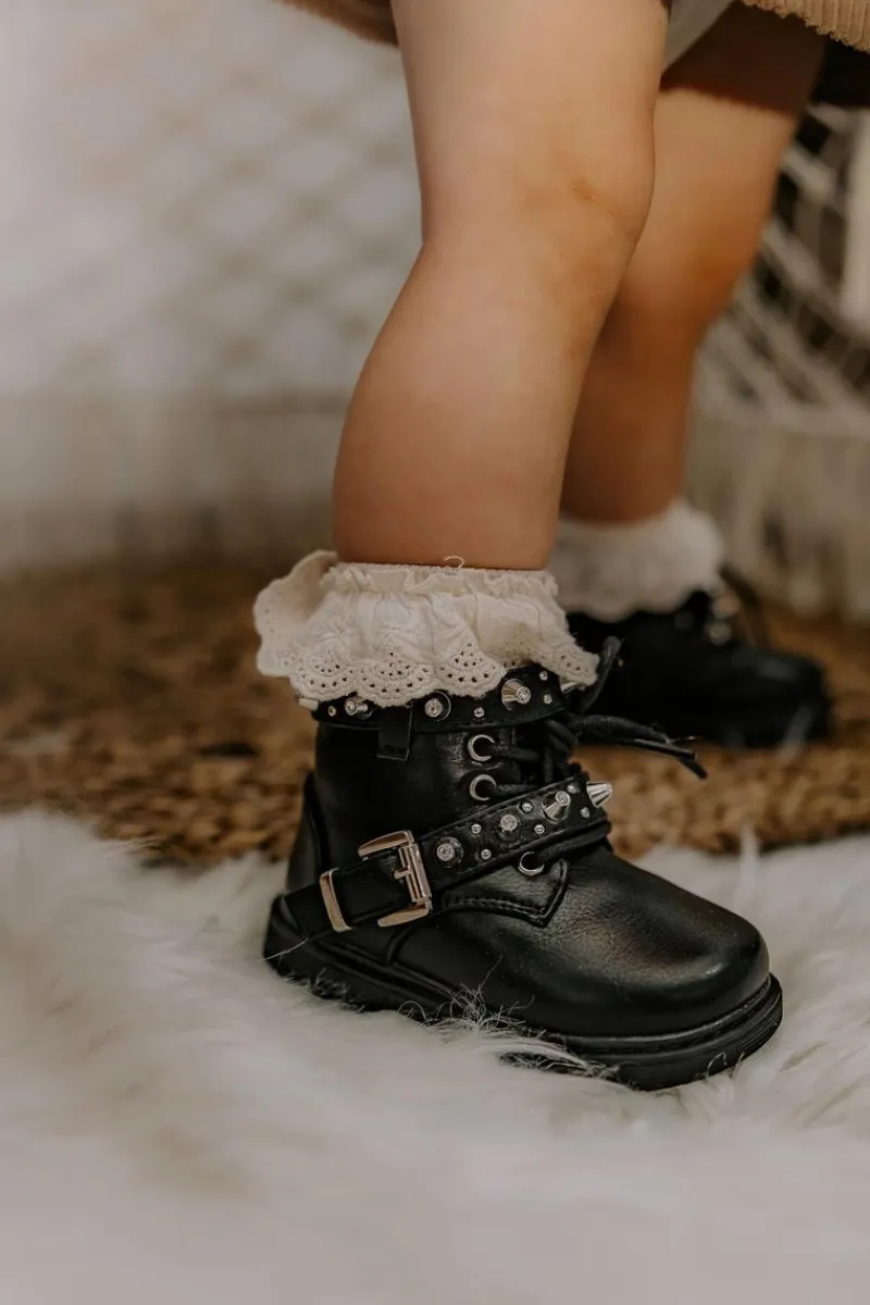 Online Dziecięce Botki Ocieplane Futerkiem Czarne Flossie Dzieci Dziewczęce