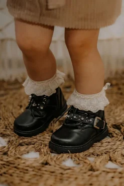 Online Dziecięce Botki Ocieplane Futerkiem Czarne Flossie Dzieci Dziewczęce