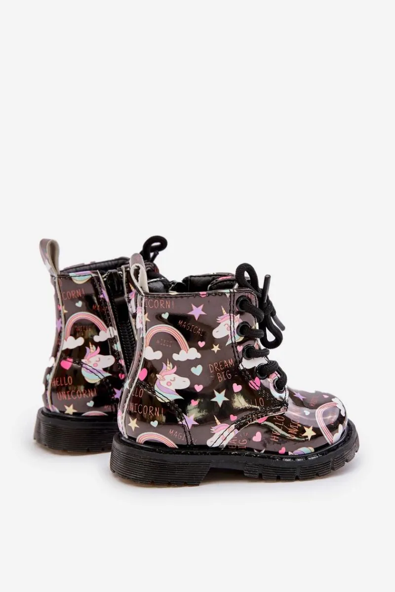 Chłopięce|Dziewczęce>Boto Dziecięce Botki Ocieplane Z Suwakiem Jednorożce Czarne Tiptop Czarny
