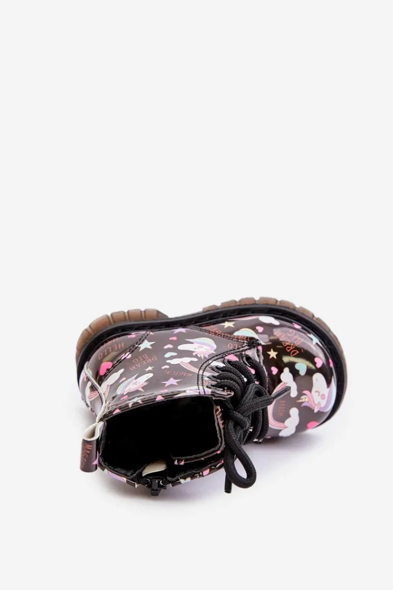 Chłopięce|Dziewczęce>Boto Dziecięce Botki Ocieplane Z Suwakiem Jednorożce Czarne Tiptop Czarny