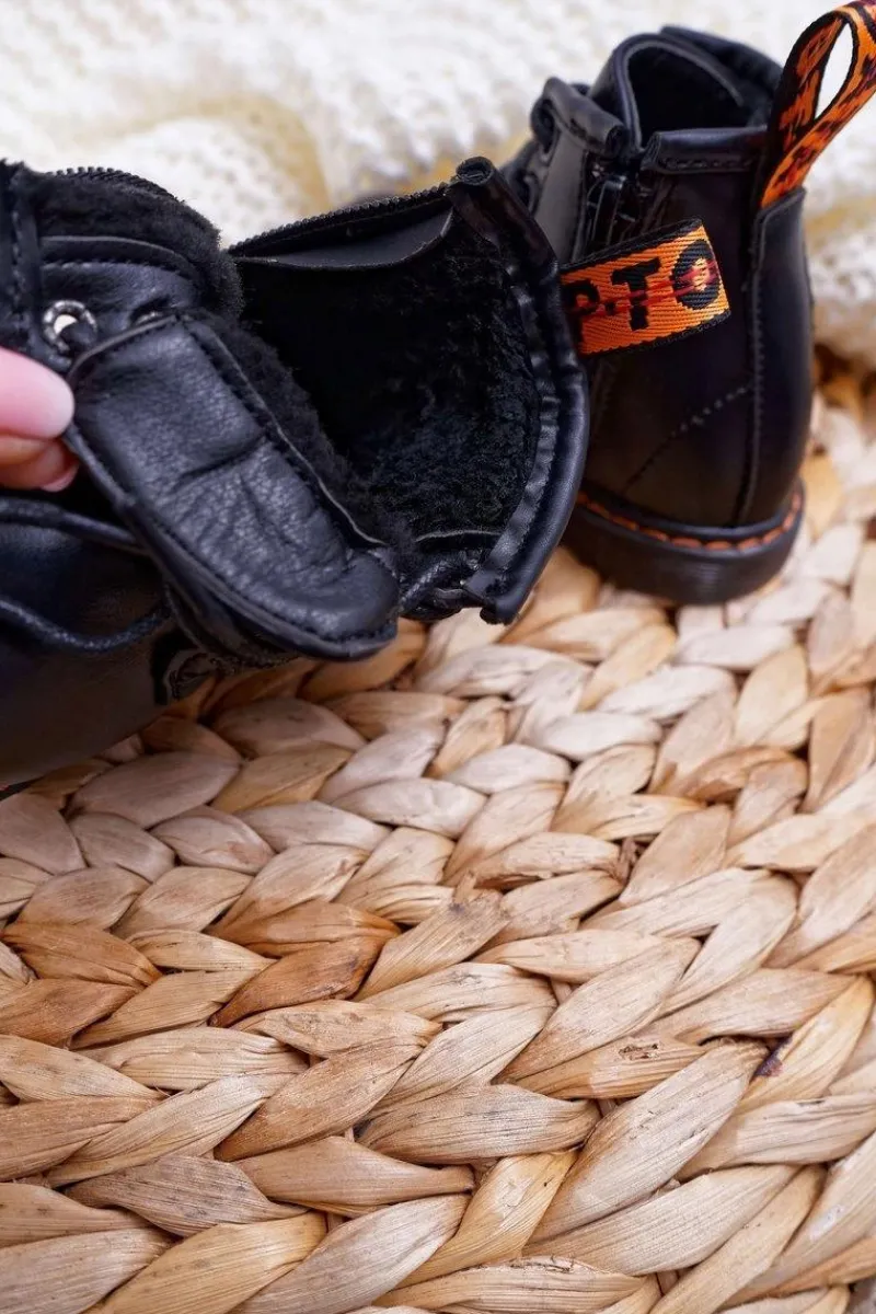 New Dziecięce Botki Ocieplane z Suwakiem Czarne Goopy Dzieci Chłopięce|Dziewczęce