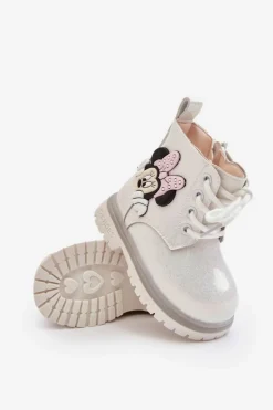 Clearance Boto Dziecięce Botki Ocieplane Myszka Minnie Białe Tarmi
