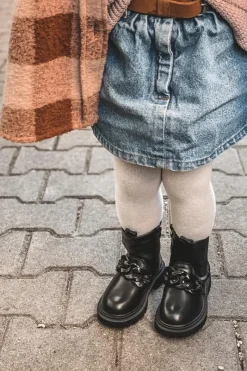 Outlet Dziecięce Botki Ocieplane Łańcuch Czarne Hinea Dzieci Dziewczęce