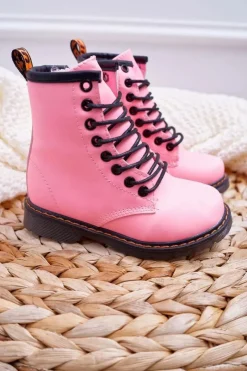 Sale Boto Dziecięce Botki Ocieplane z Suwakiem Fosforyzujące Różowe Gabby