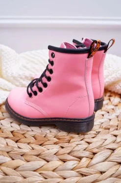 Sale Boto Dziecięce Botki Ocieplane z Suwakiem Fosforyzujące Różowe Gabby