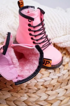 Sale Boto Dziecięce Botki Ocieplane z Suwakiem Fosforyzujące Różowe Gabby