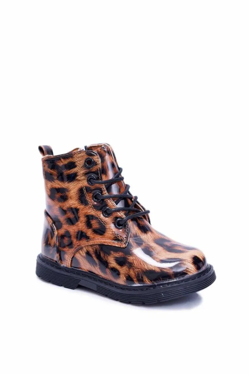 Hot Dziecięce Botki Ocieplane Futerkiem Trapery Panterka Darsin Dzieci Dziewczęce