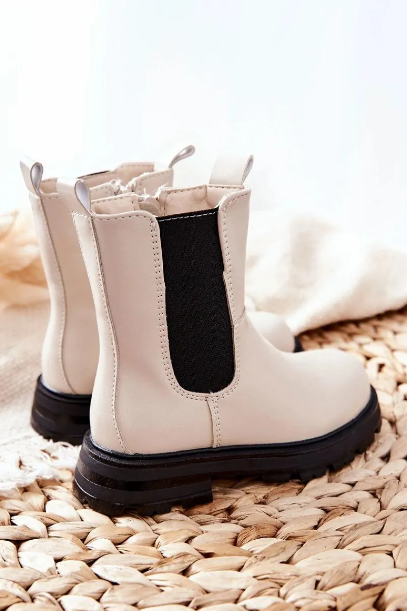 Dziewczęce>Boto Dziecięce Botki Ocieplane Beżowe Alanya