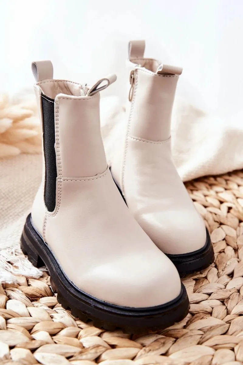 Dziewczęce>Boto Dziecięce Botki Ocieplane Beżowe Alanya