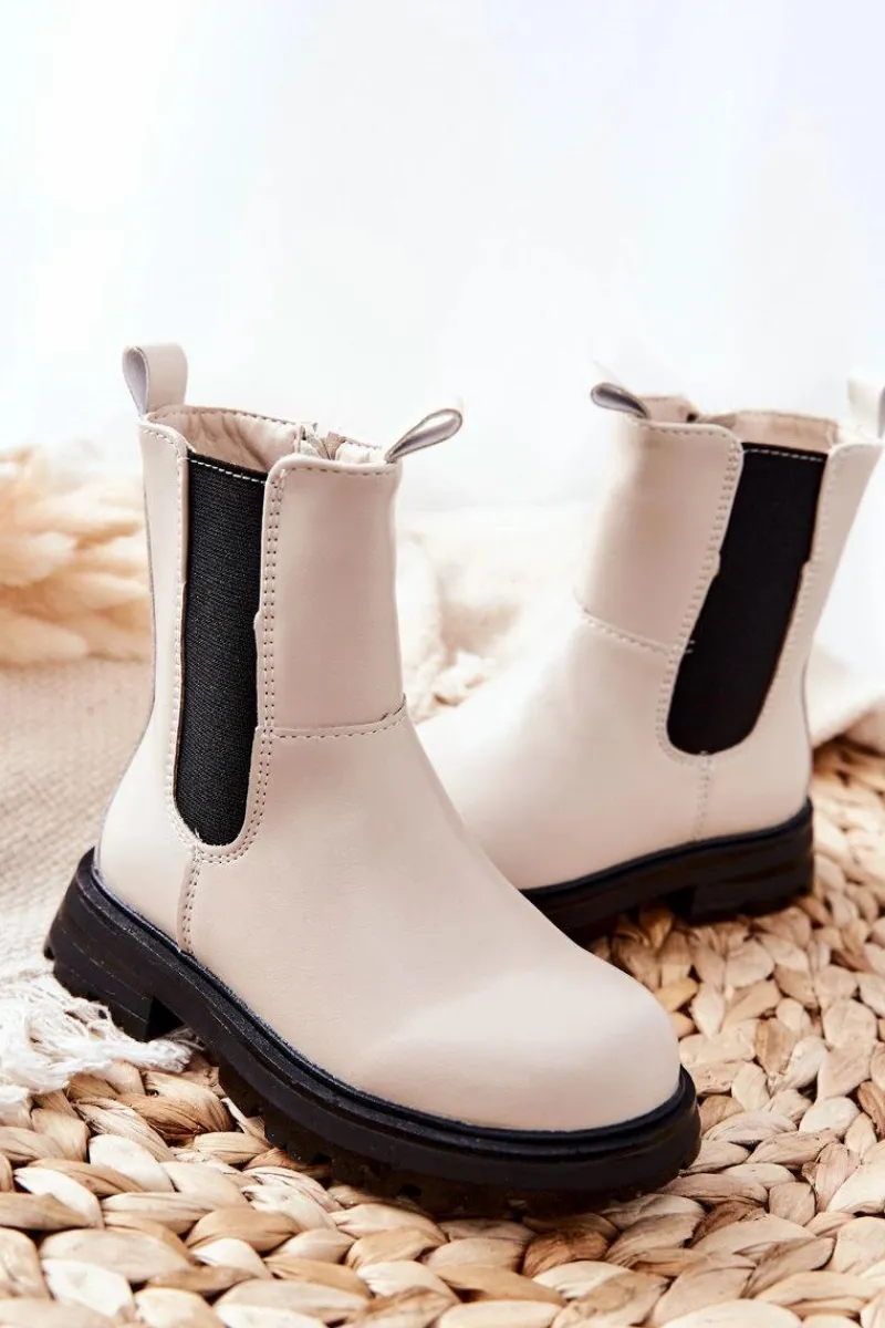 Dziewczęce>Boto Dziecięce Botki Ocieplane Beżowe Alanya