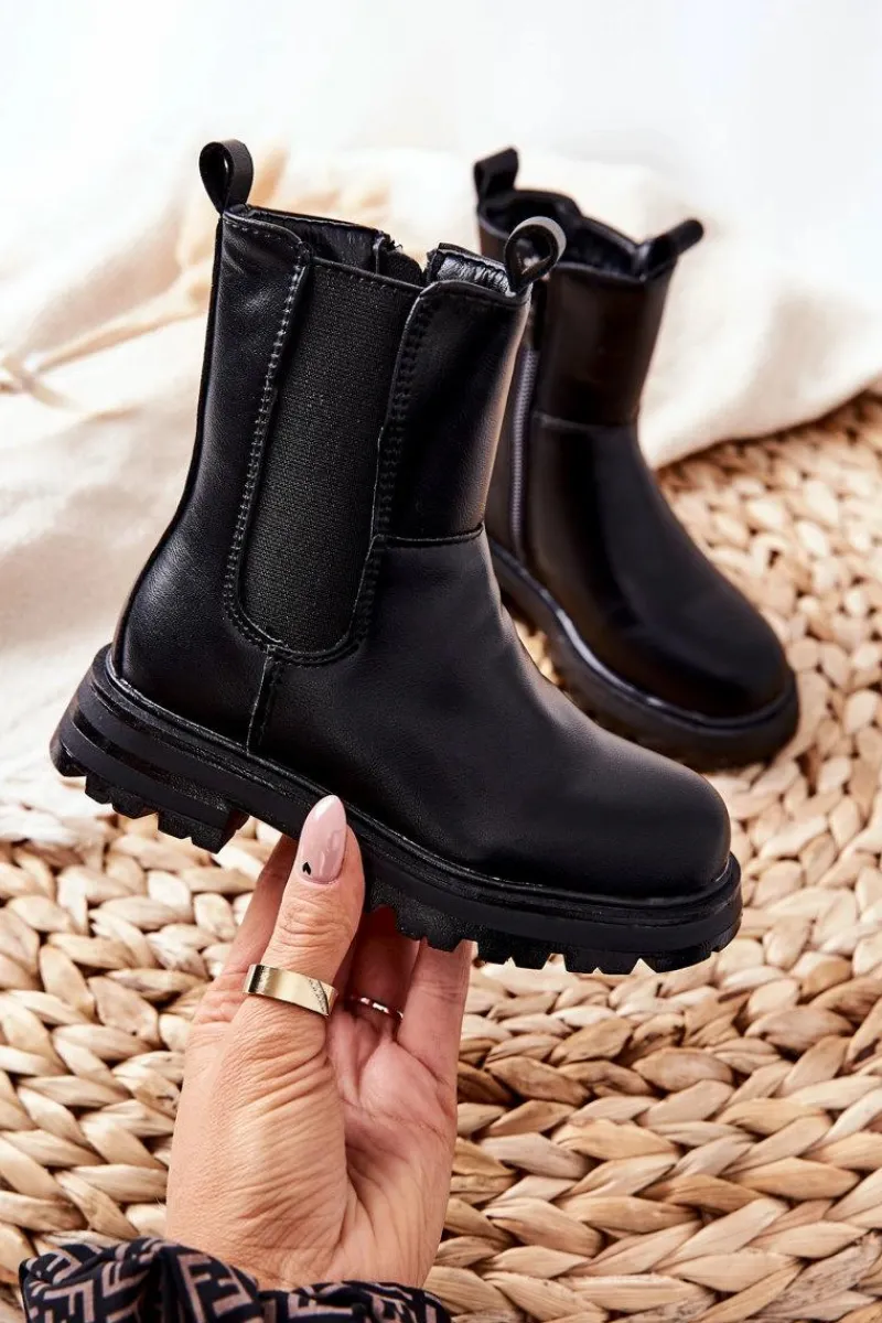 Dziewczęce>Boto Dziecięce Botki Ocieplane Czarne Alanya