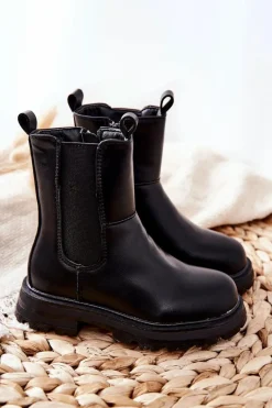 Dziewczęce>Boto Dziecięce Botki Ocieplane Czarne Alanya