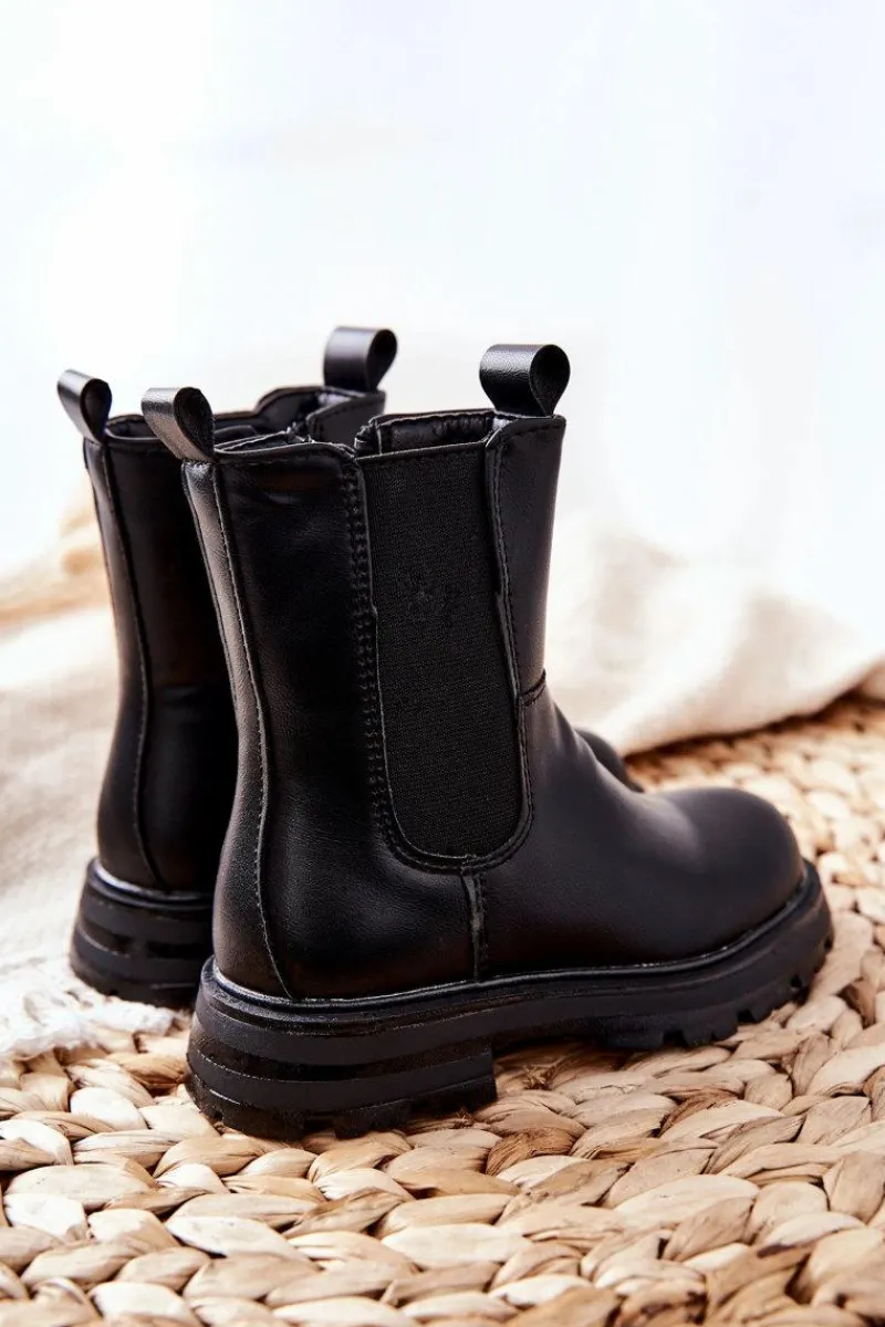 Dziewczęce>Boto Dziecięce Botki Ocieplane Czarne Alanya