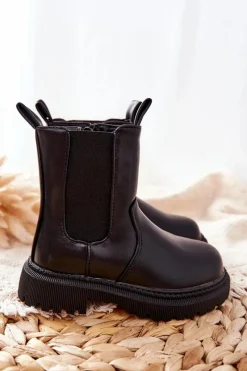 Clearance Dziecięce Botki Ocieplane Czarne Aletris Dzieci Dziewczęce