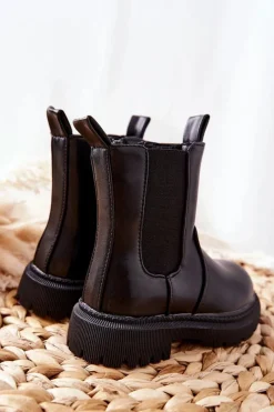 Clearance Dziecięce Botki Ocieplane Czarne Aletris Dzieci Dziewczęce