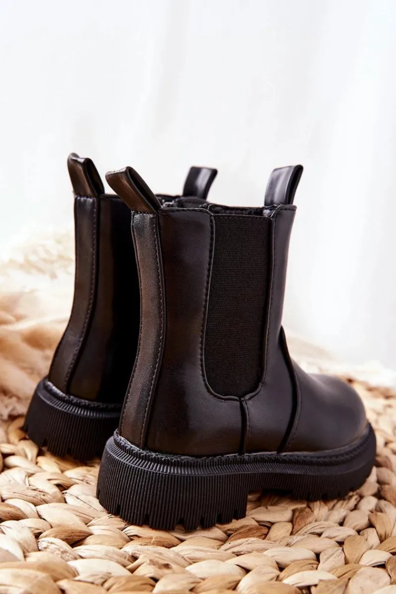 Clearance Dziecięce Botki Ocieplane Czarne Aletris Dzieci Dziewczęce