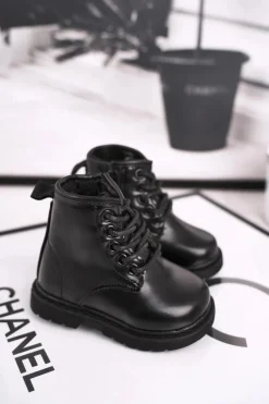 Sale Dziecięce Botki Ocieplane Glany Czarne Ammy Dzieci Chłopięce|Dziewczęce