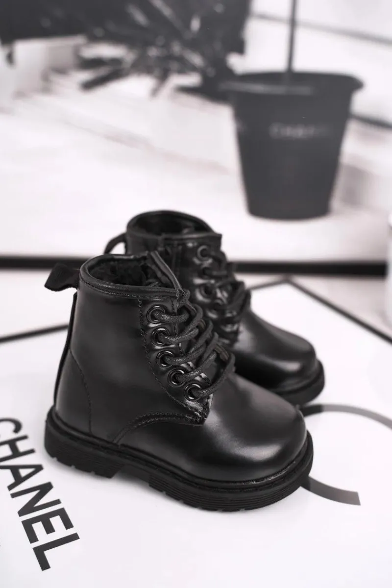 Sale Dziecięce Botki Ocieplane Glany Czarne Ammy Dzieci Chłopięce|Dziewczęce