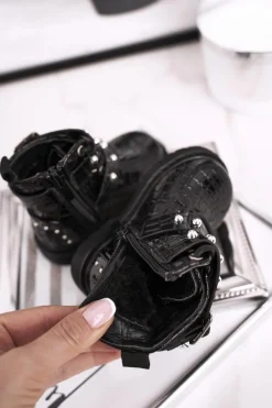 Best Boto Dziecięce Botki Ocieplone Futerkiem Lakierowane Czarne Mary