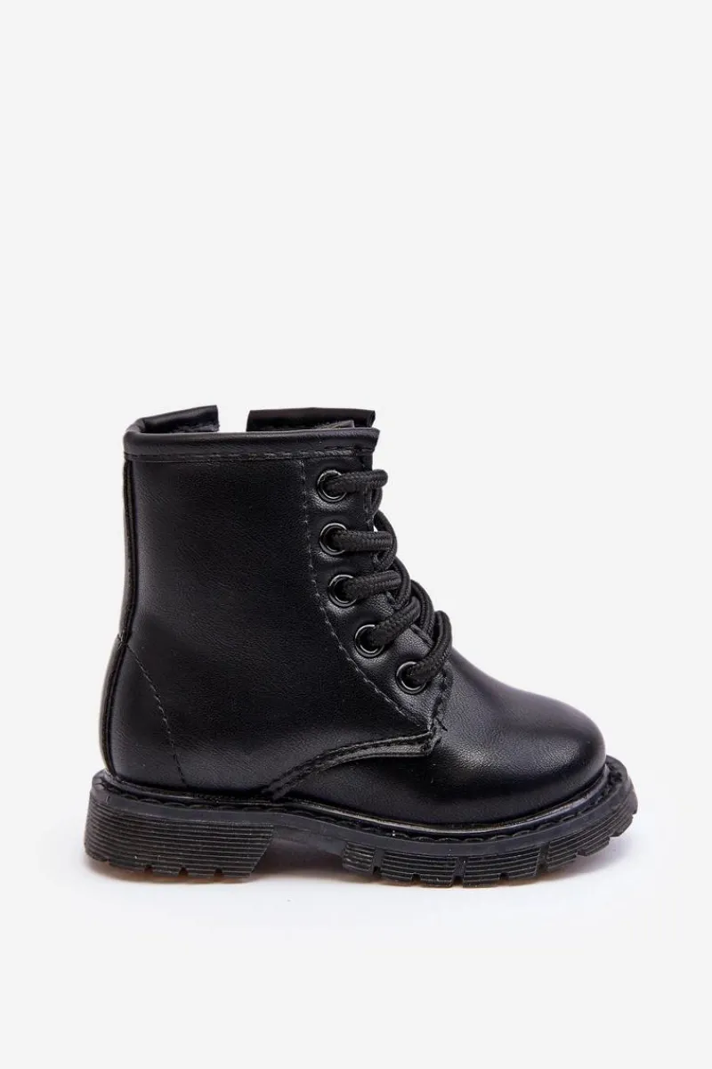 Online Boto Dziecięce Botki Skórzane Z Suwakiem Czarne Omua Czarny