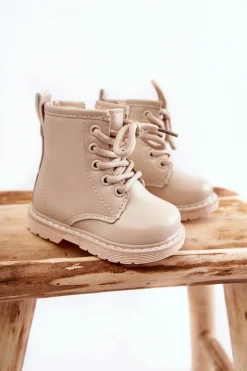 Sale Boto Dziecięce Botki Skórzane Z Suwakiem Beżowe Omua Beżowy