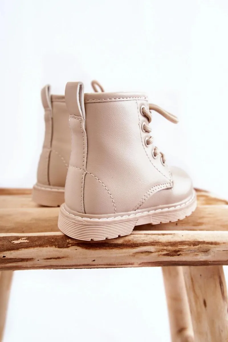 Sale Boto Dziecięce Botki Skórzane Z Suwakiem Beżowe Omua Beżowy