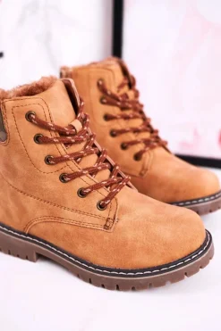 Chłopięce|Dziewczęce>Boto Dziecięce Botki Traperki Ocieplone Futerkiem Camel London