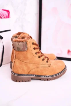 Chłopięce|Dziewczęce></noscript>Boto Dziecięce Botki Traperki Ocieplone Futerkiem Camel London