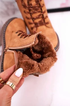 Chłopięce|Dziewczęce></noscript>Boto Dziecięce Botki Traperki Ocieplone Futerkiem Camel London