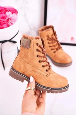 Chłopięce|Dziewczęce></noscript>Boto Dziecięce Botki Traperki Ocieplone Futerkiem Camel London