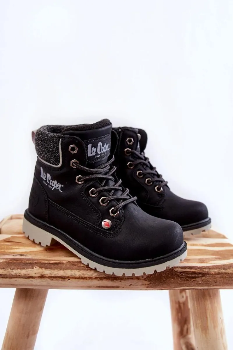 Dziecięce Botki Trapery LCJ-22-01-1491 Czarne Dzieci Chłopięce