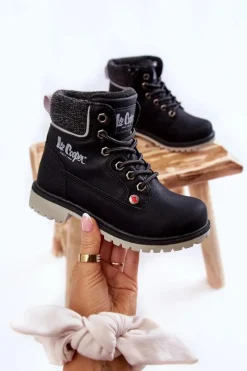 Dziecięce Botki Trapery LCJ-22-01-1491 Czarne Dzieci Chłopięce