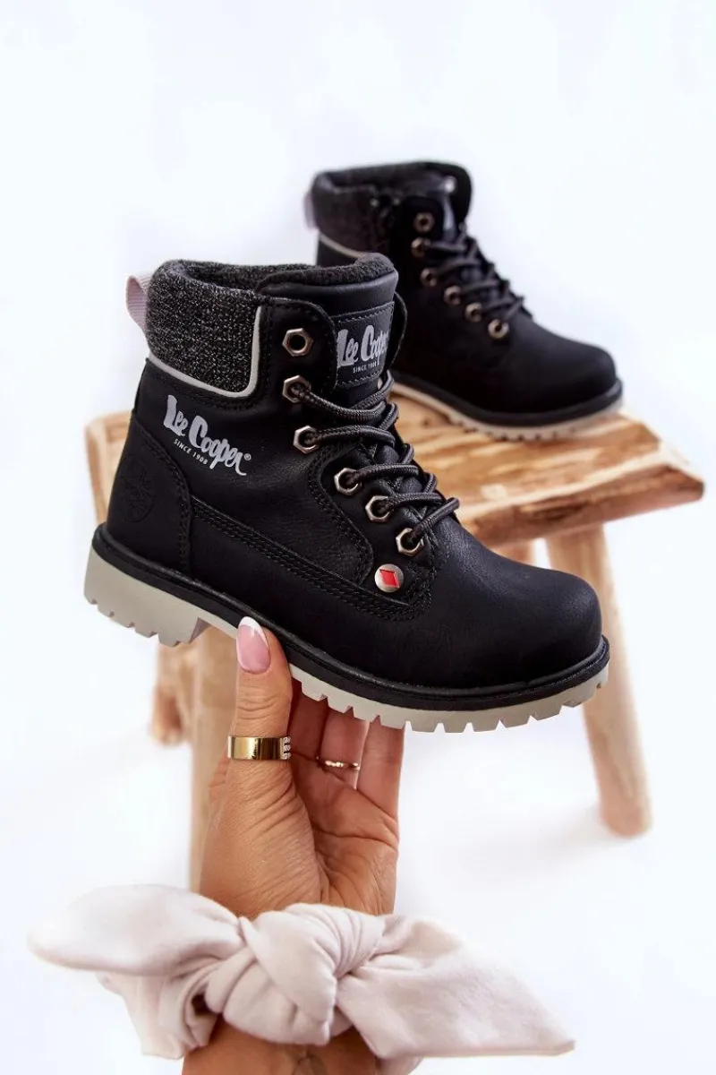 Dziecięce Botki Trapery LCJ-22-01-1491 Czarne Dzieci Chłopięce