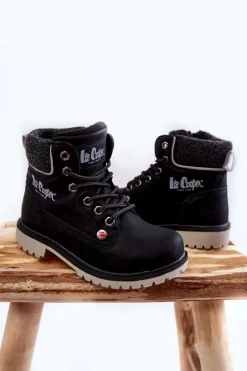 Dziecięce Botki Trapery LCJ-22-01-1491 Czarne Dzieci Chłopięce