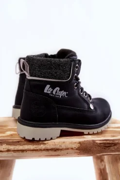Dziecięce Botki Trapery LCJ-22-01-1491 Czarne Dzieci Chłopięce