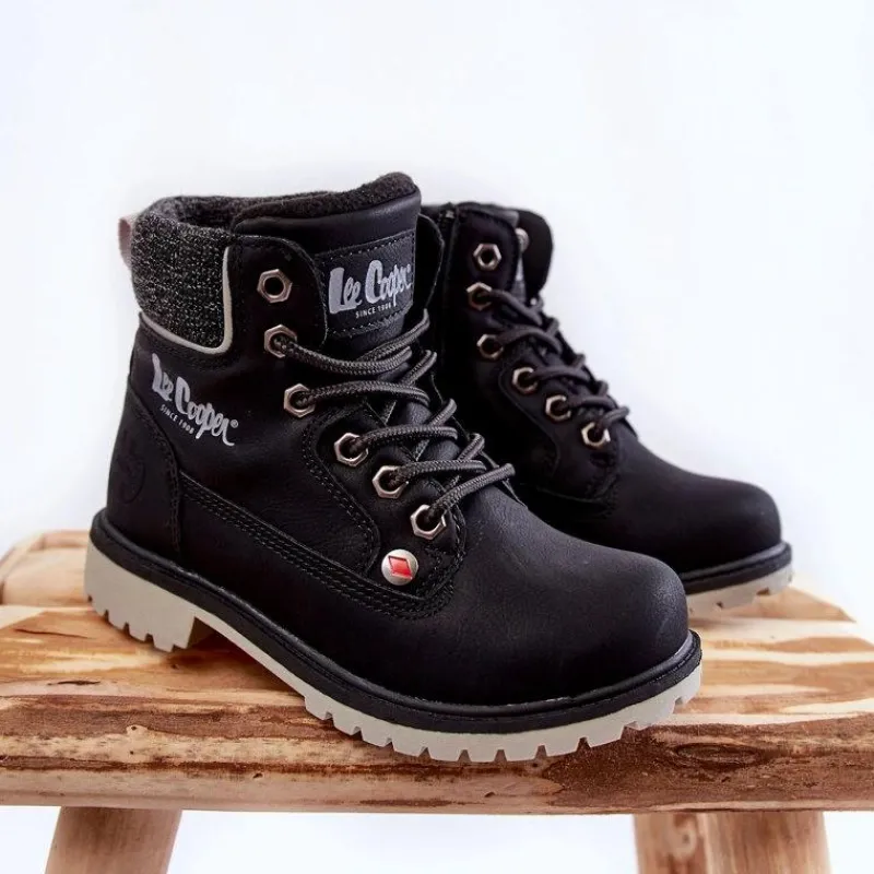 Dziecięce Botki Trapery LCJ-22-01-1491 Czarne Dzieci Chłopięce