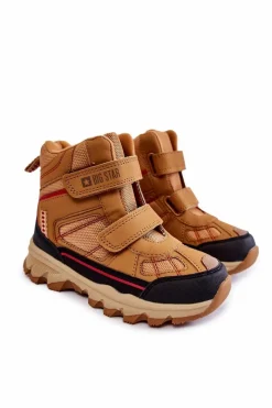 New Dziecięce Botki Trapery Memory Foam Big Star KK374158 Camel Dzieci Chłopięce
