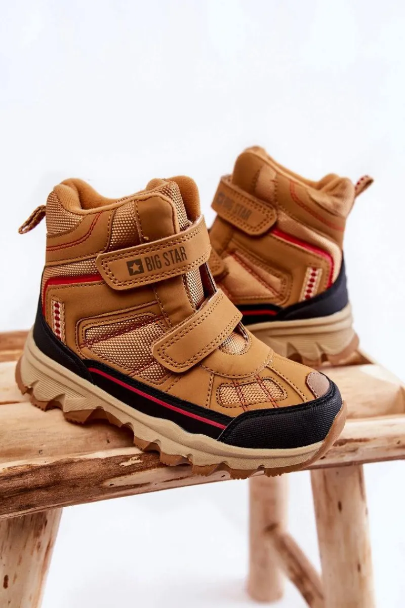New Dziecięce Botki Trapery Memory Foam Big Star KK374158 Camel Dzieci Chłopięce